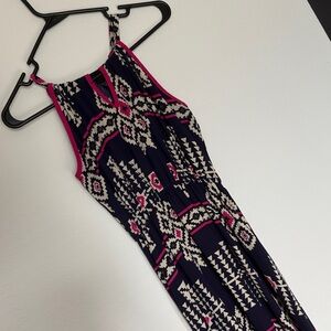 Windsor Navy and Pink Geometric Maxi Dress